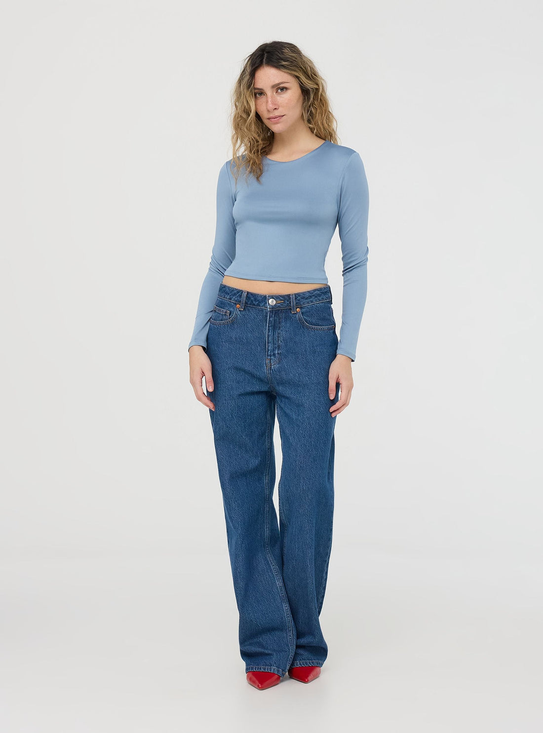 T-shirt crop a maniche lunghe