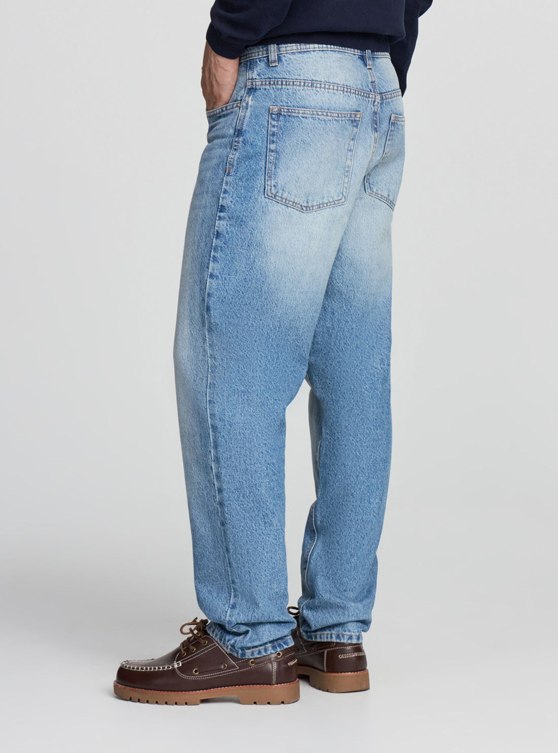 Jeans baggy a tinta unita