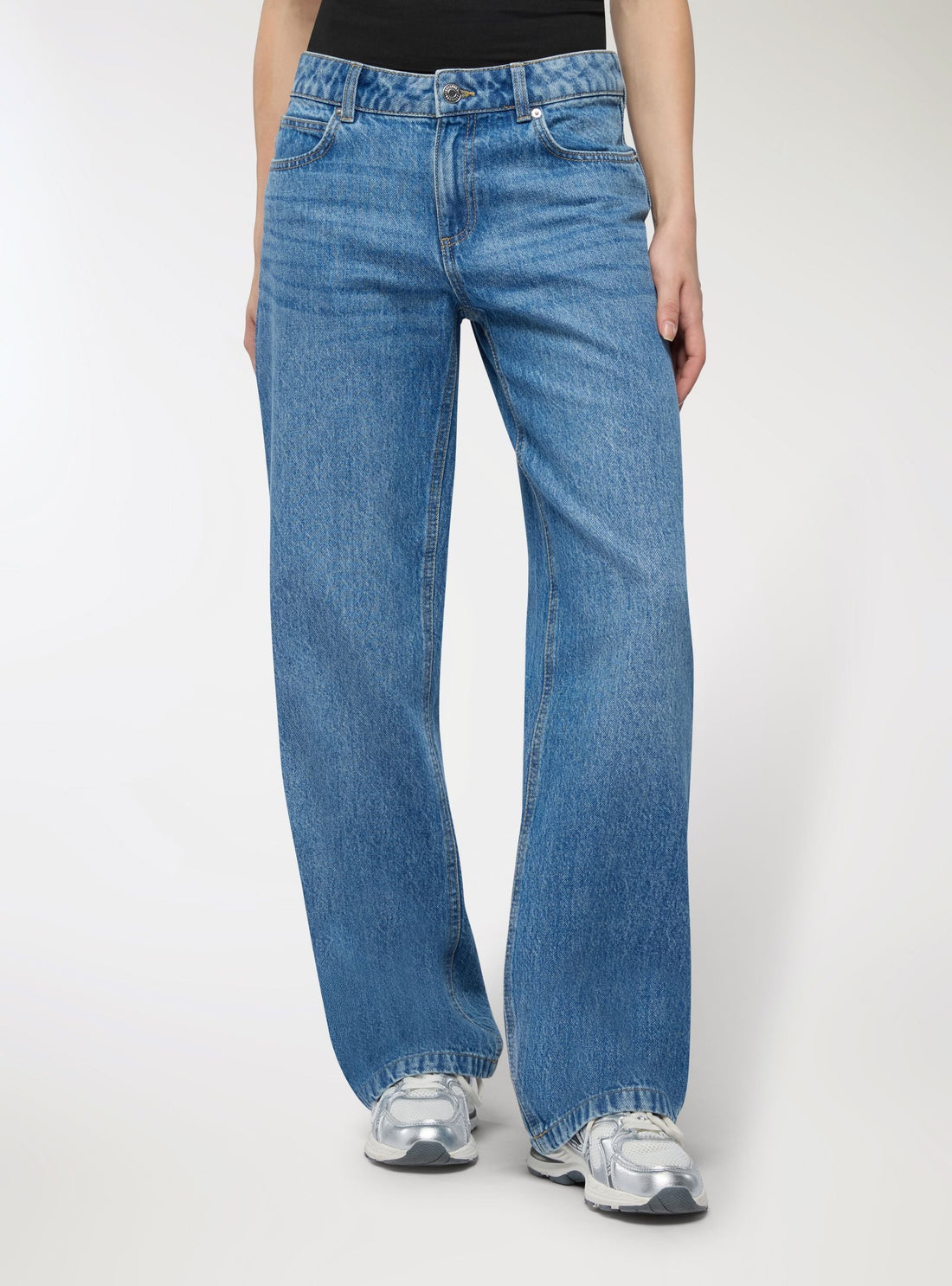 Jeans wide leg a vita bassa