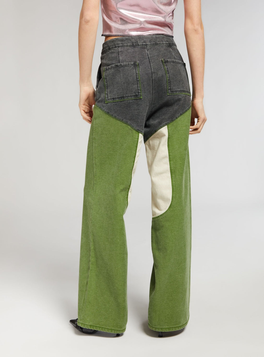 Jeans wide leg patchwork con cuciture a vista TRNPOPLAB