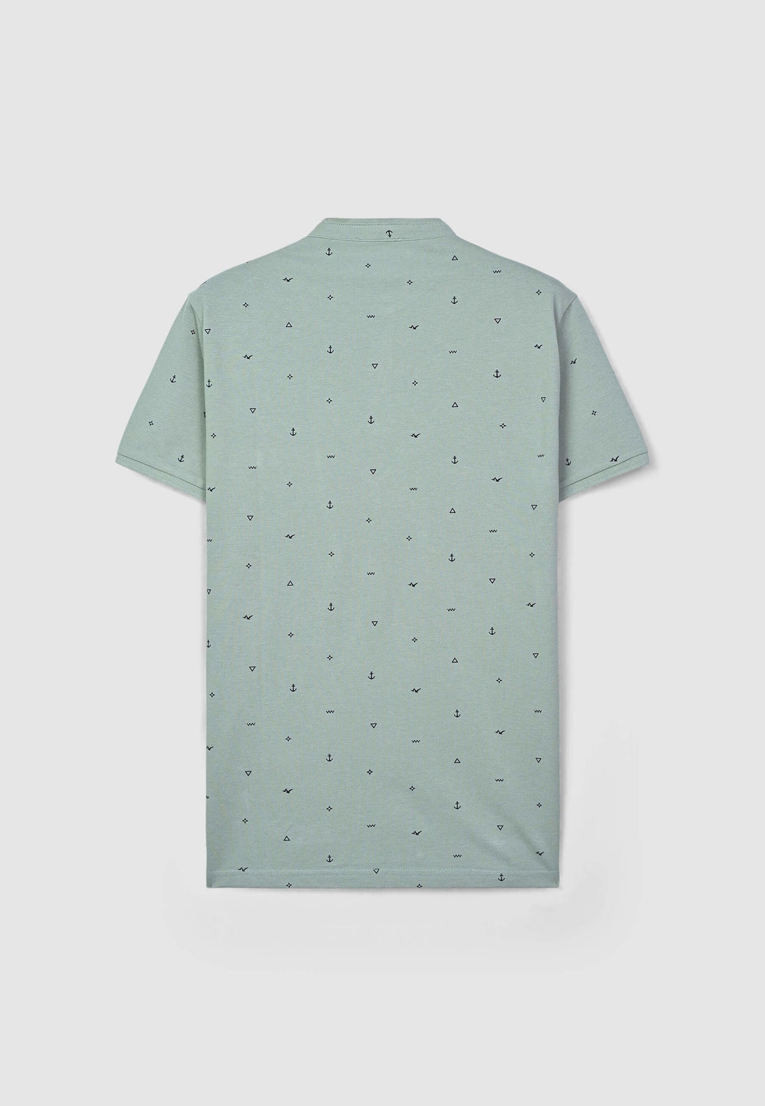 T-shirt serafino con colletto coreana in microfantasia
