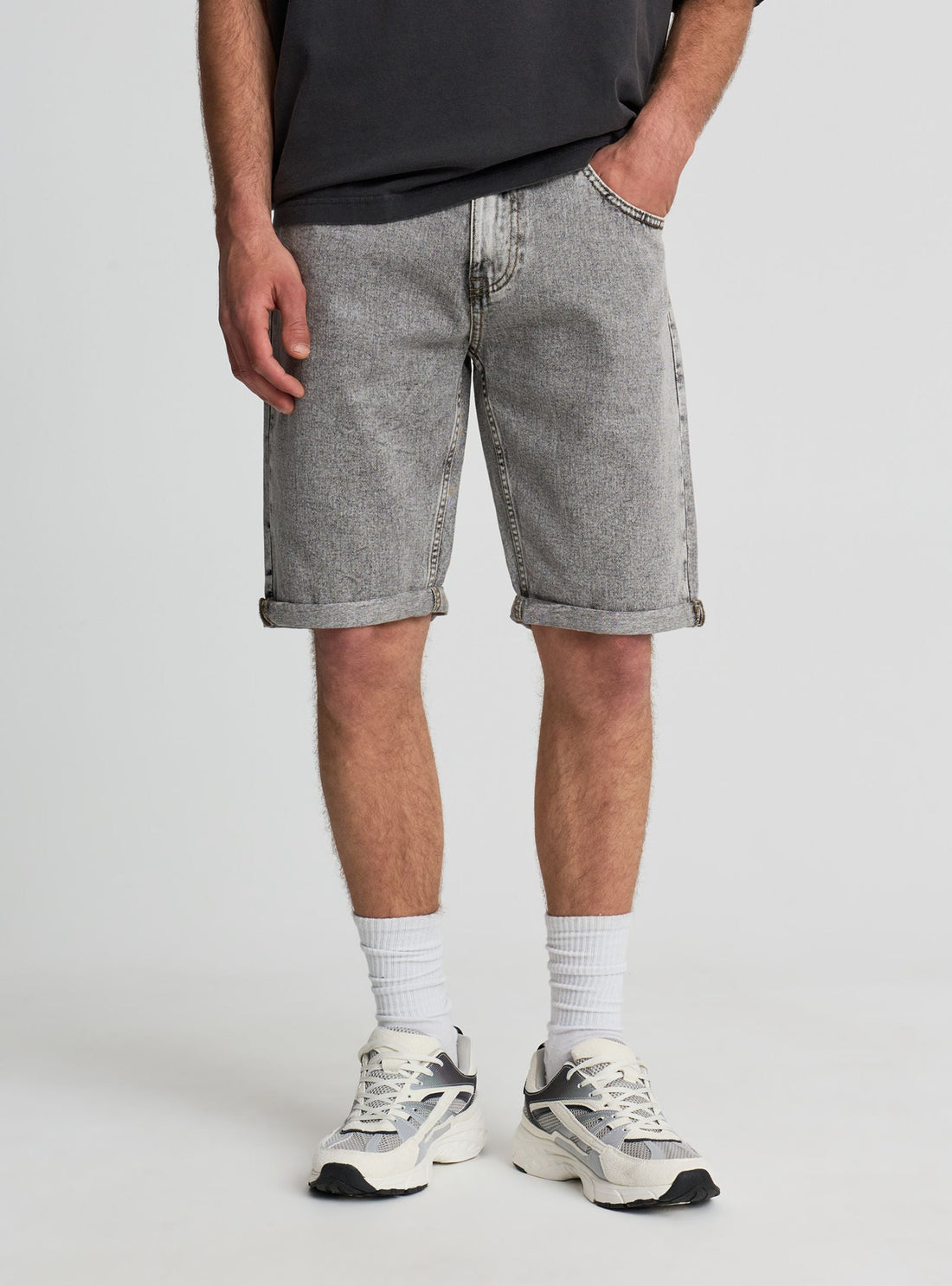 Pantaloncini jeans a tinta unita