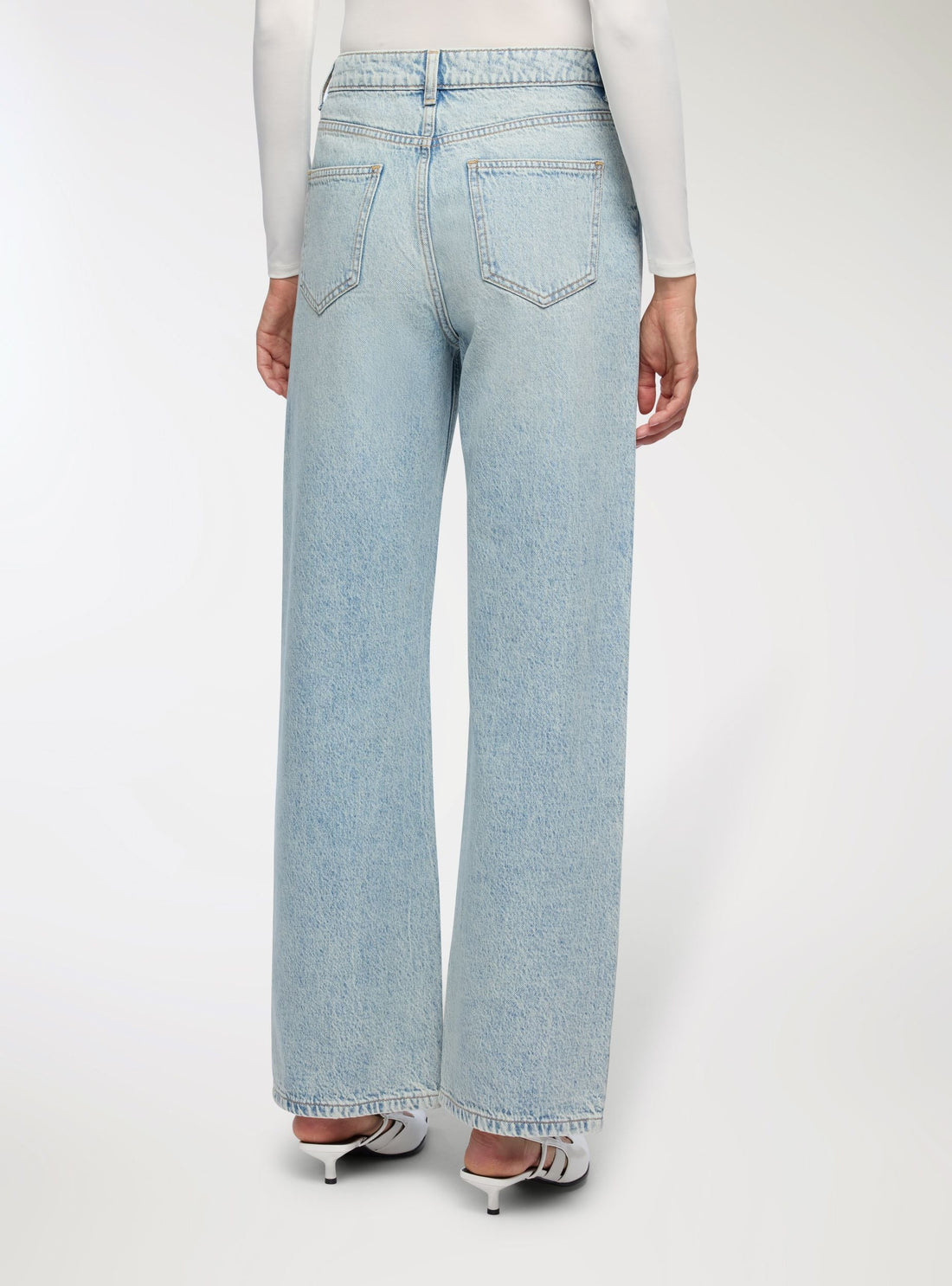 Jeans wide leg chiari con strass