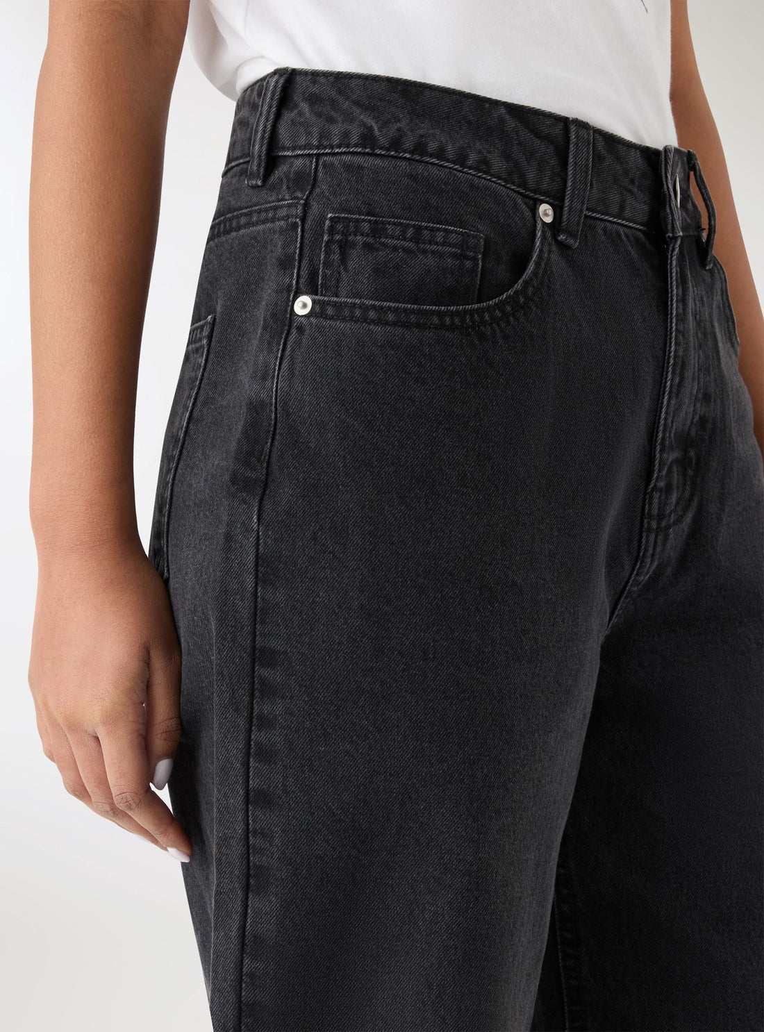 Jeans wide leg tinta unita