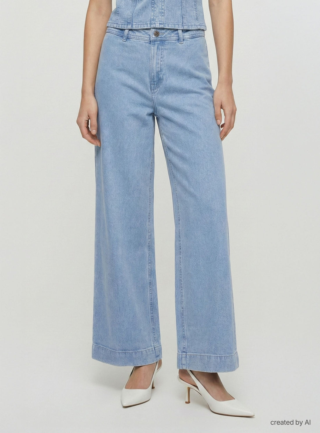 Jeans wide leg crop a tinta unita