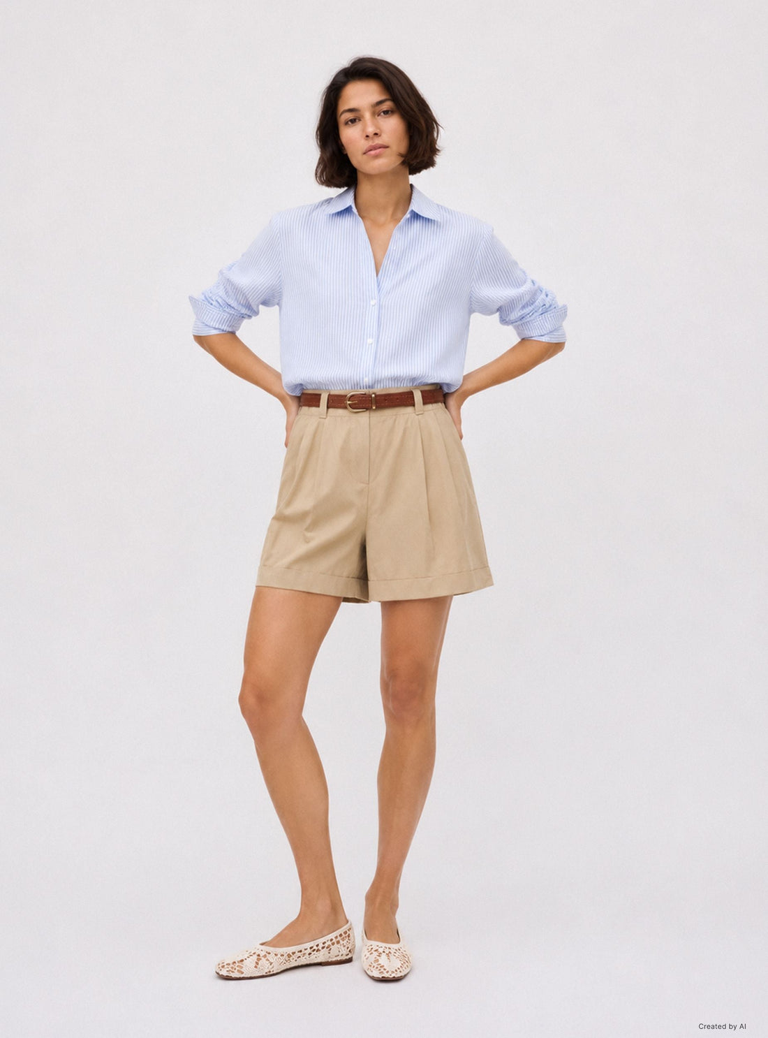 Shorts con risvolto e cintura
