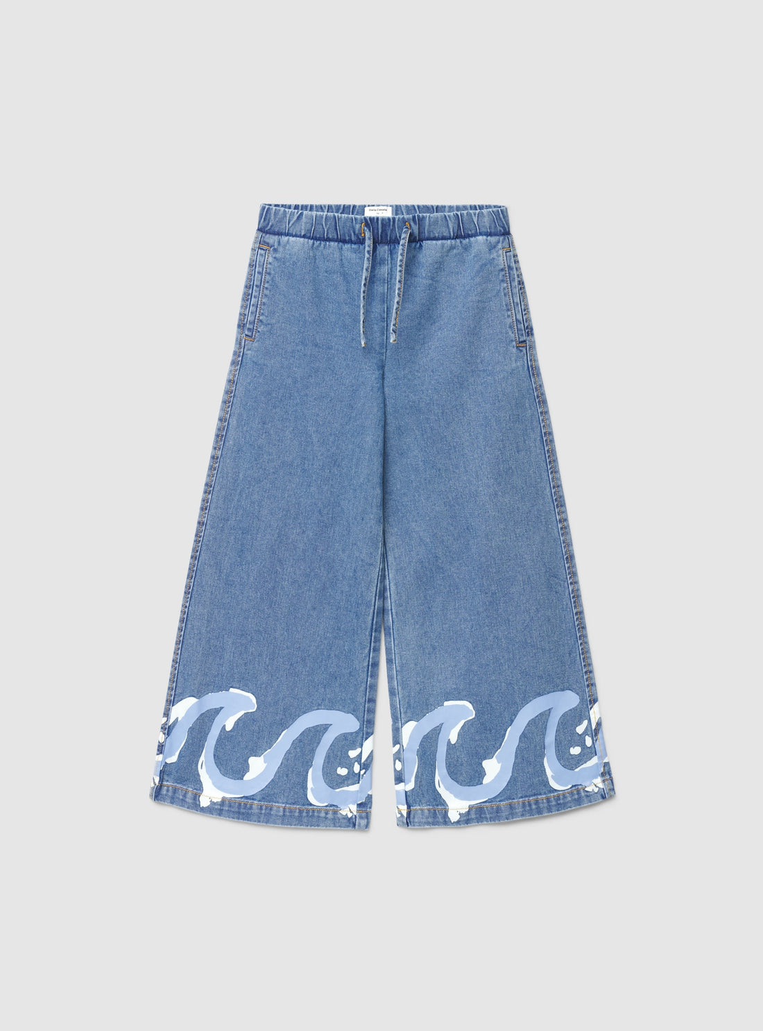 Jeans wide leg con coulisse e stampa onde TRNPOPLAB
