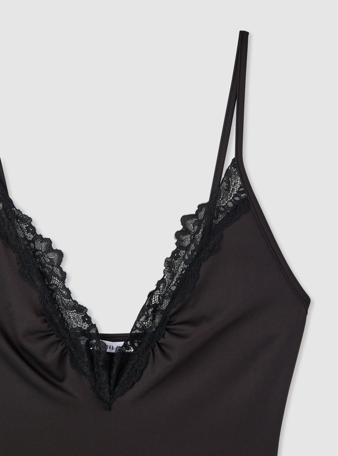 Body con scollo a V e profili in pizzo