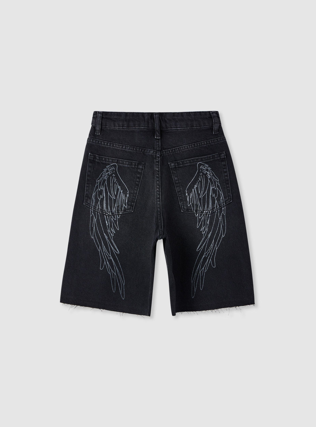 Pantaloncini jeans con stampa ali