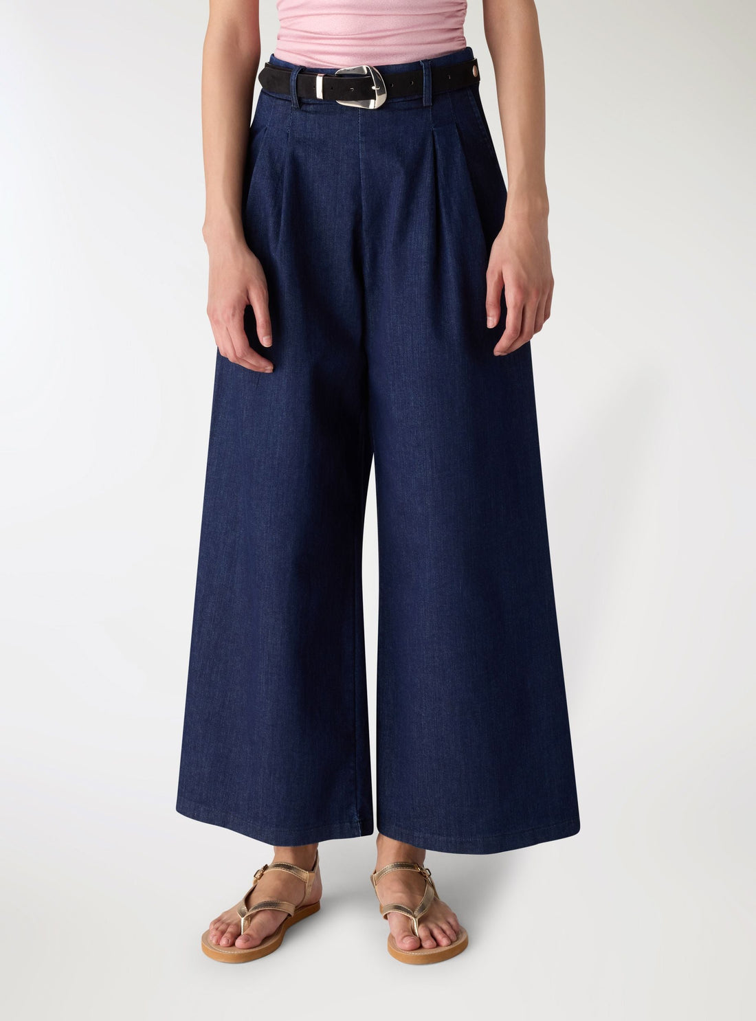 Jeans wide leg con pinces
