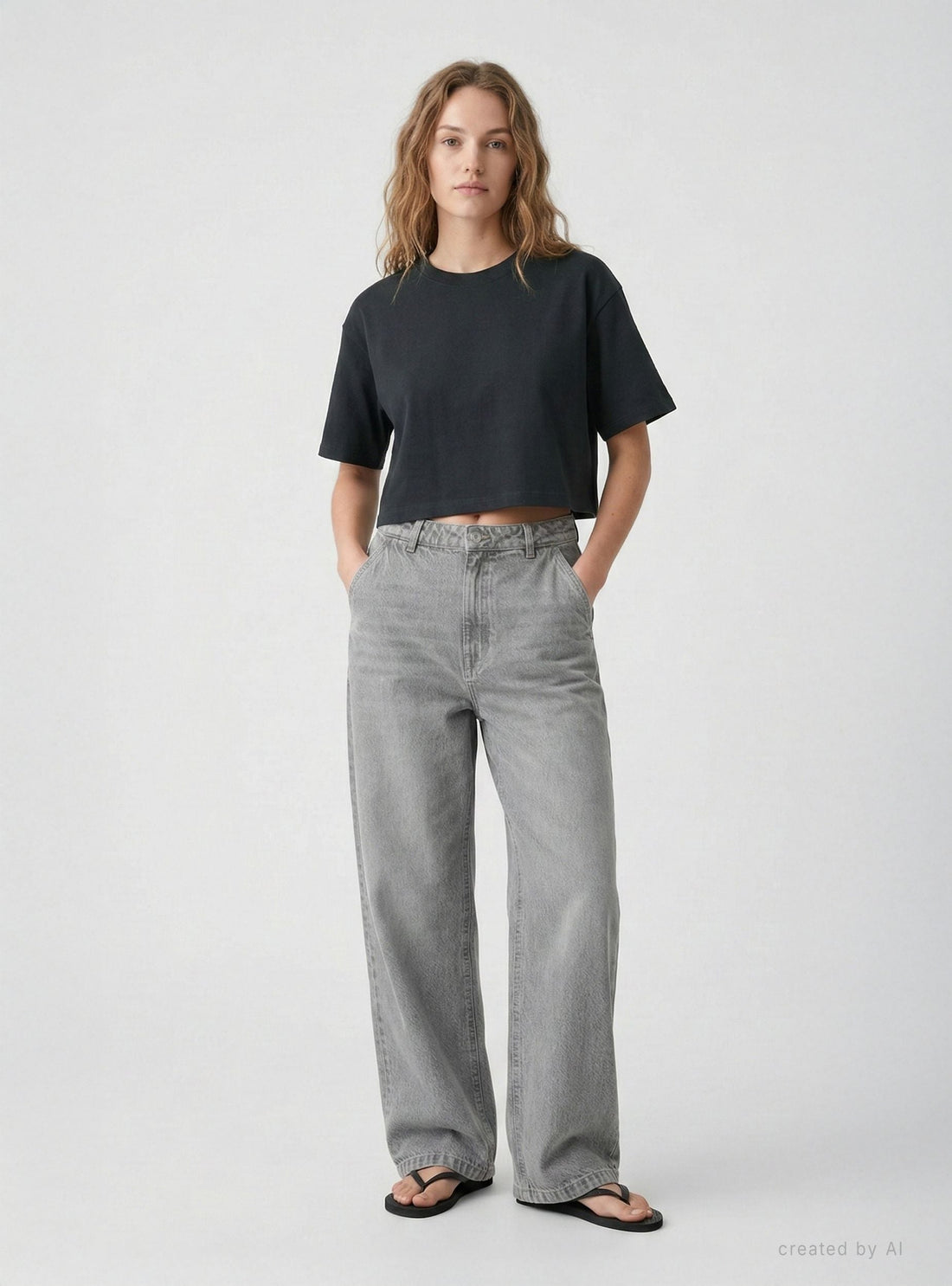 Jeans baggy tinta unita