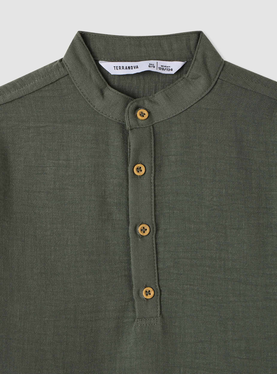 Camicia effetto lino con collo coreano