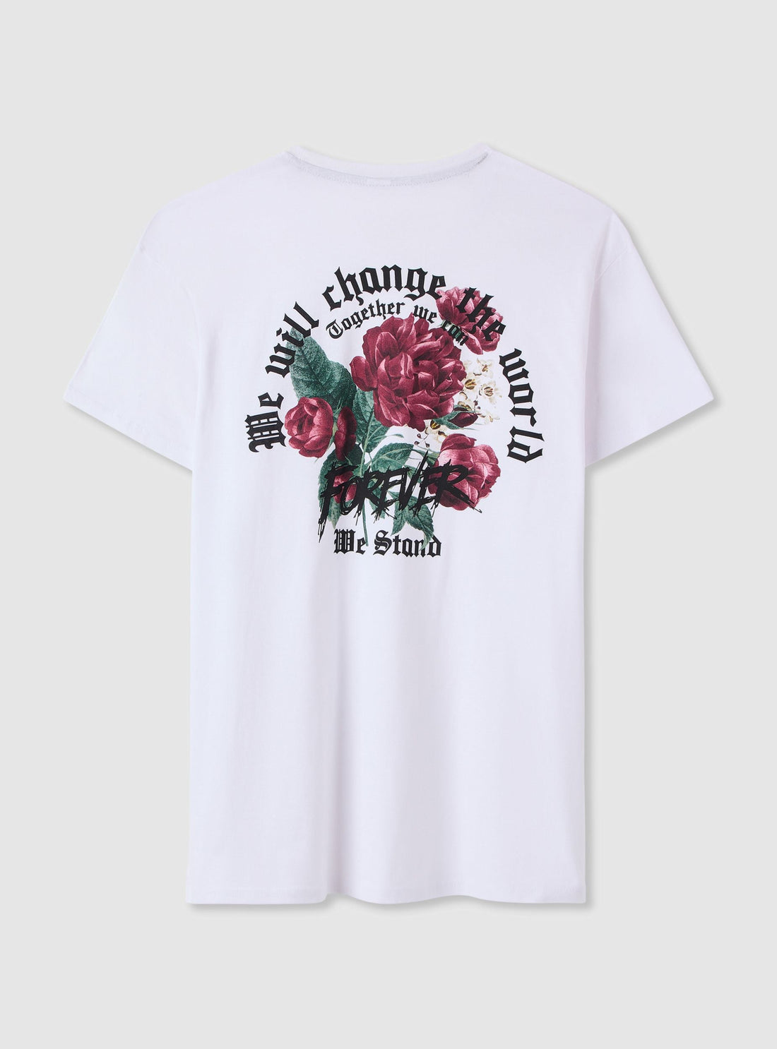 T-shirt con stampa rose davanti e dietro