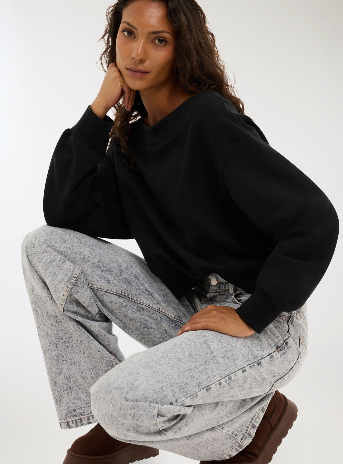 Jeans boyfriend a tinta unita