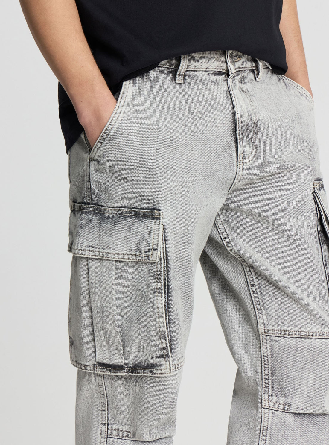 Jeans over cargo a tinta unita