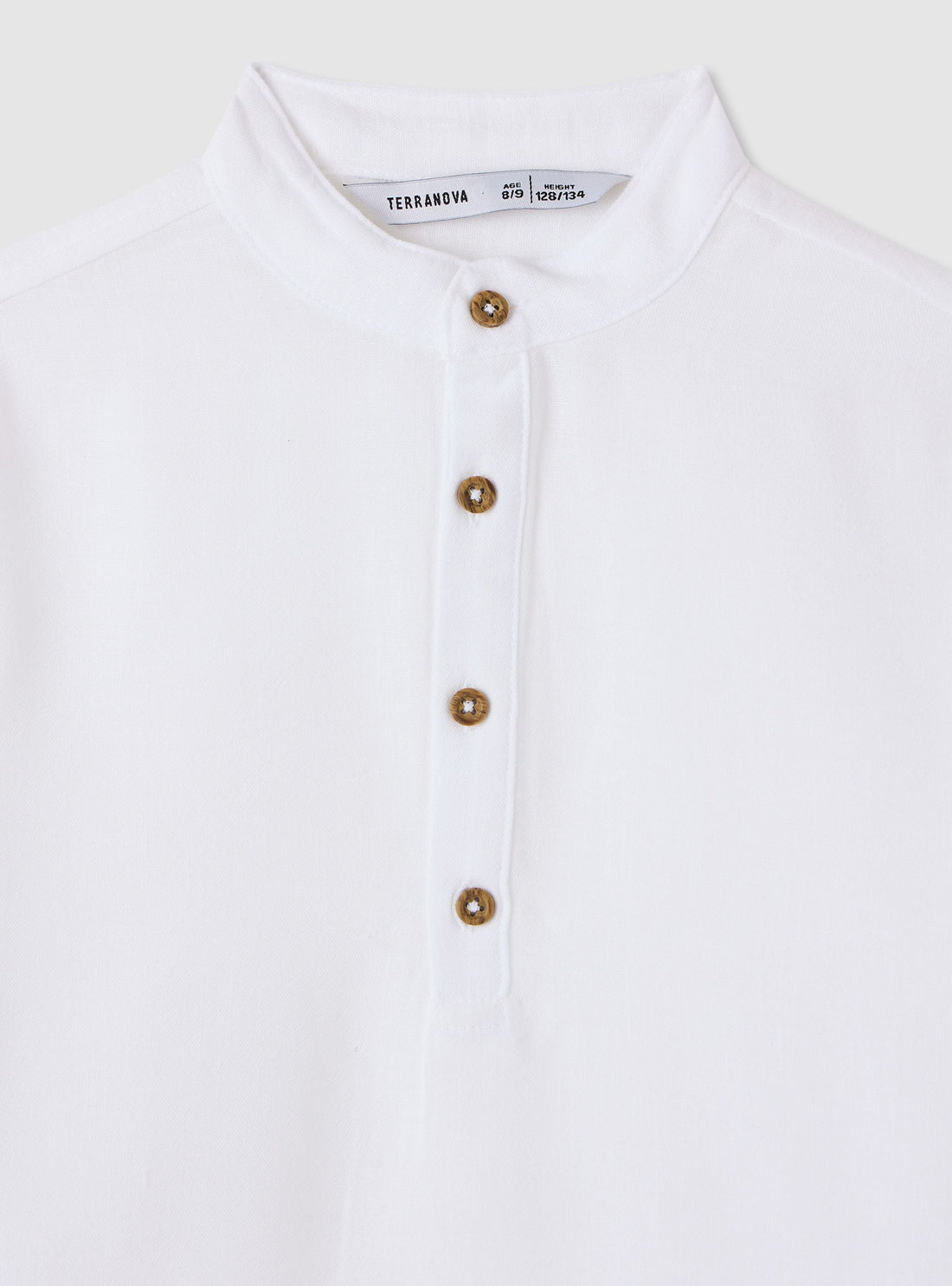 Camicia effetto lino con collo coreano