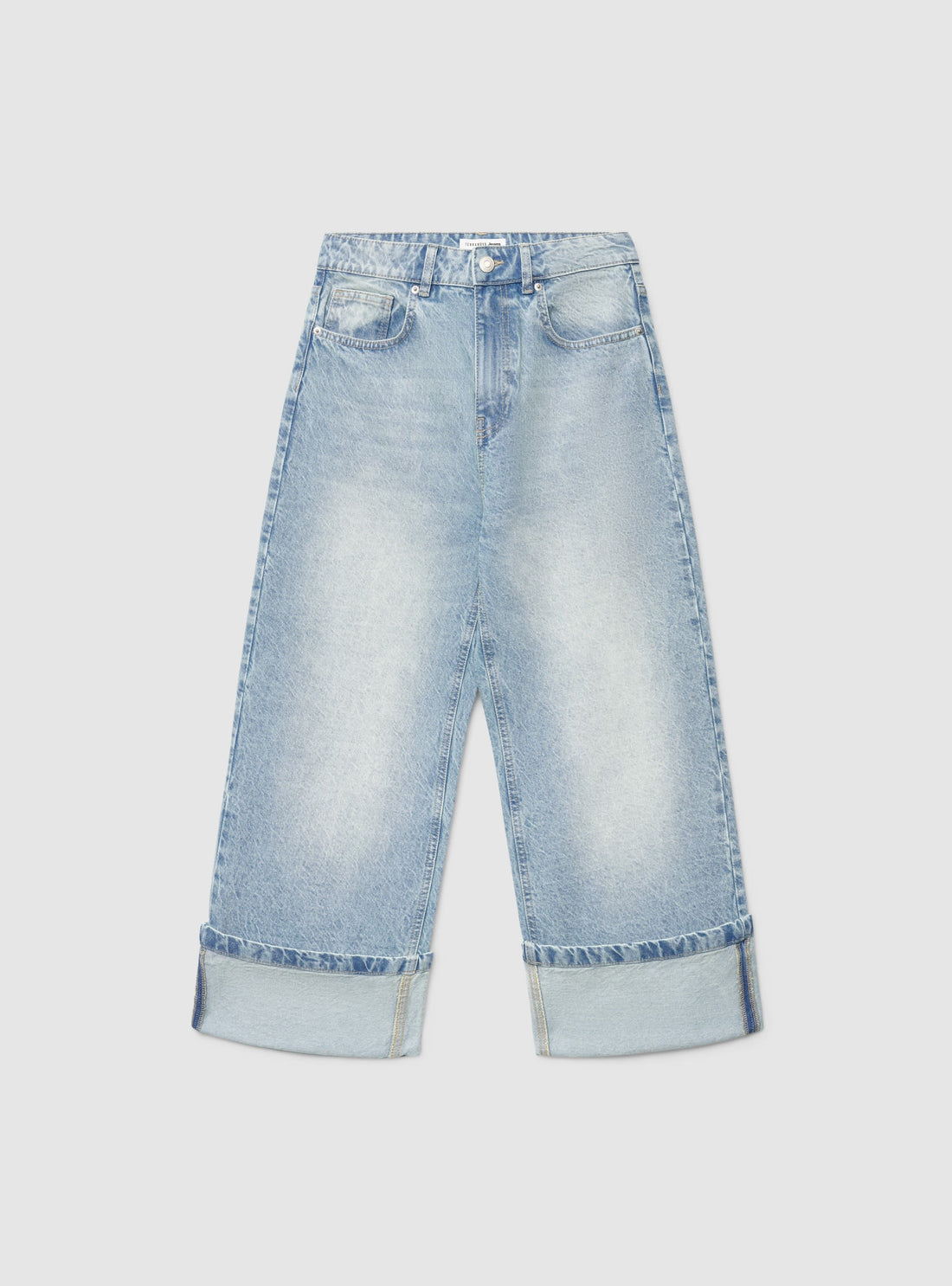 Jeans wide leg con risvolto