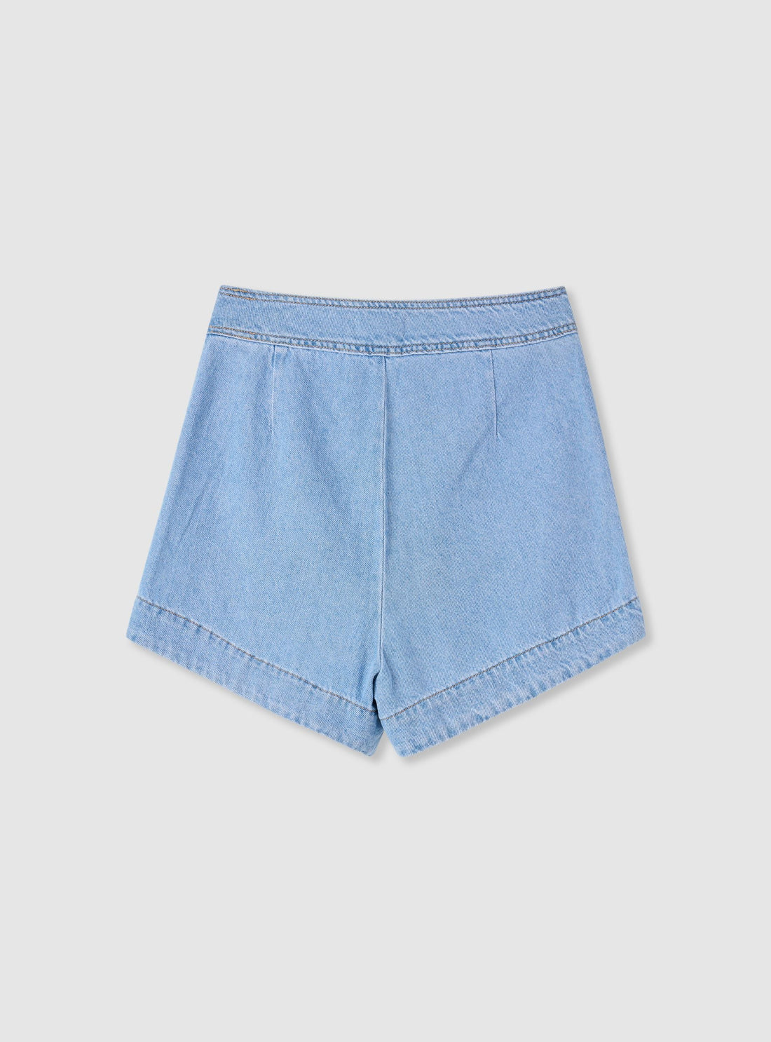 Shorts jeans wide leg a vita alta con tasche a toppa