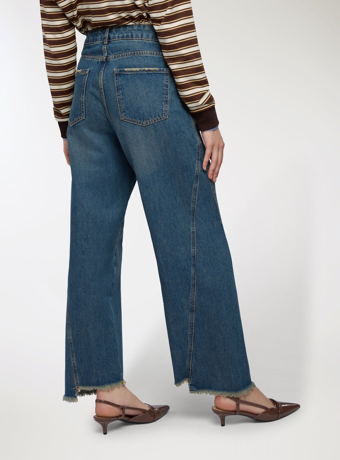 Jeans wide leg a tinta unita