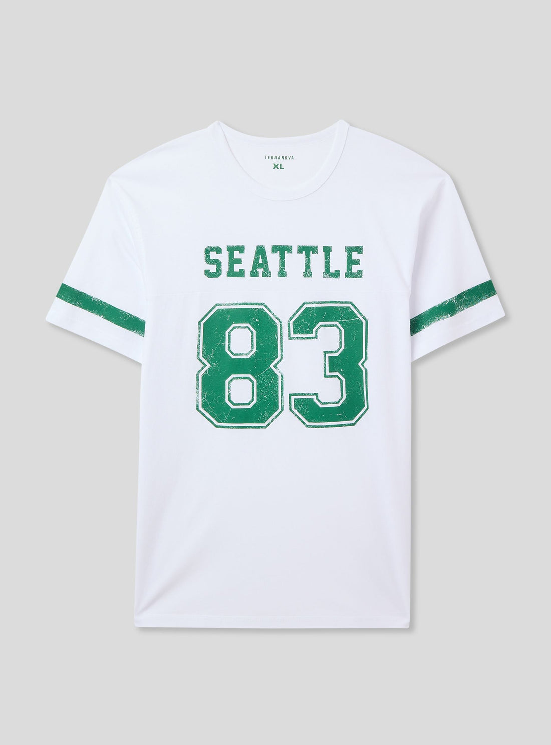 T-shirt stampa numero, scritta e bande