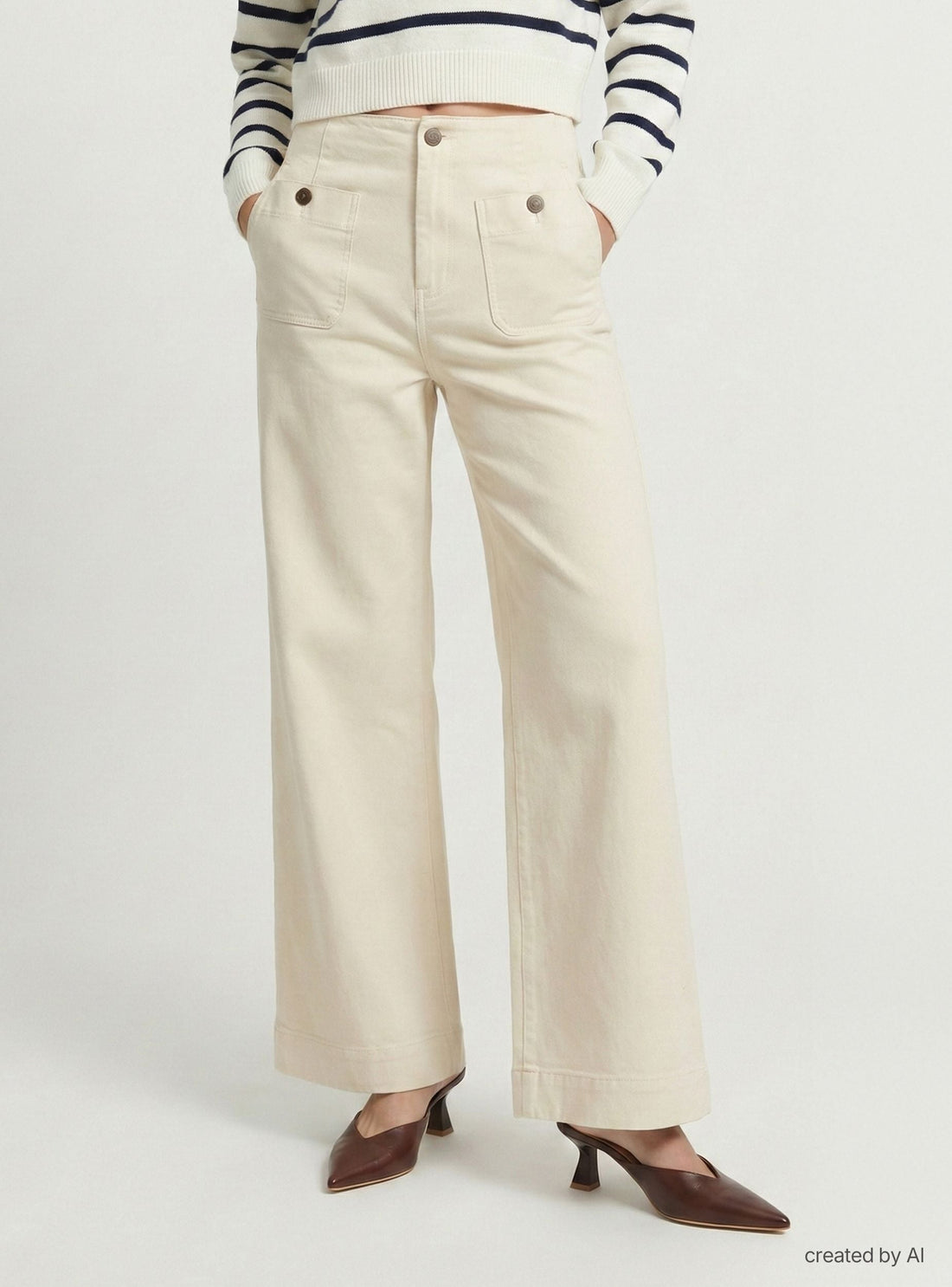 Jeans wide leg con tasche a toppa