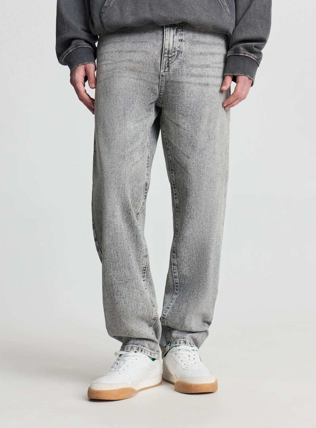 Jeans baggy a tinta unita