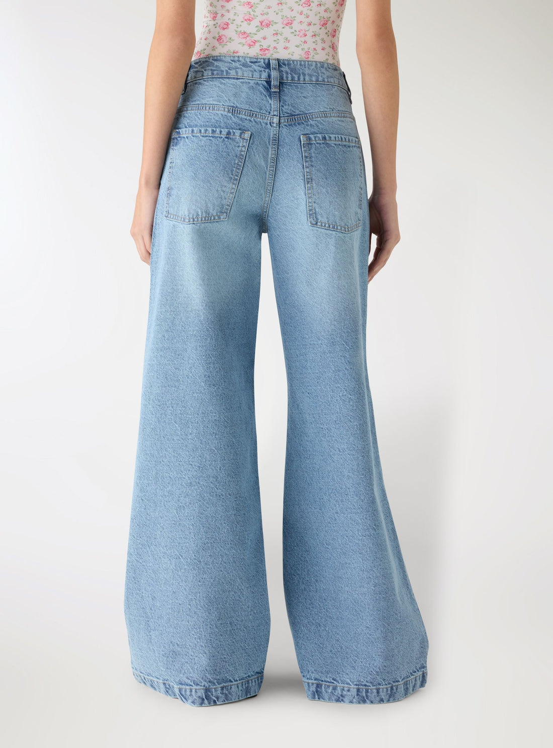 Jeans baggy a vita bassa tinta unita