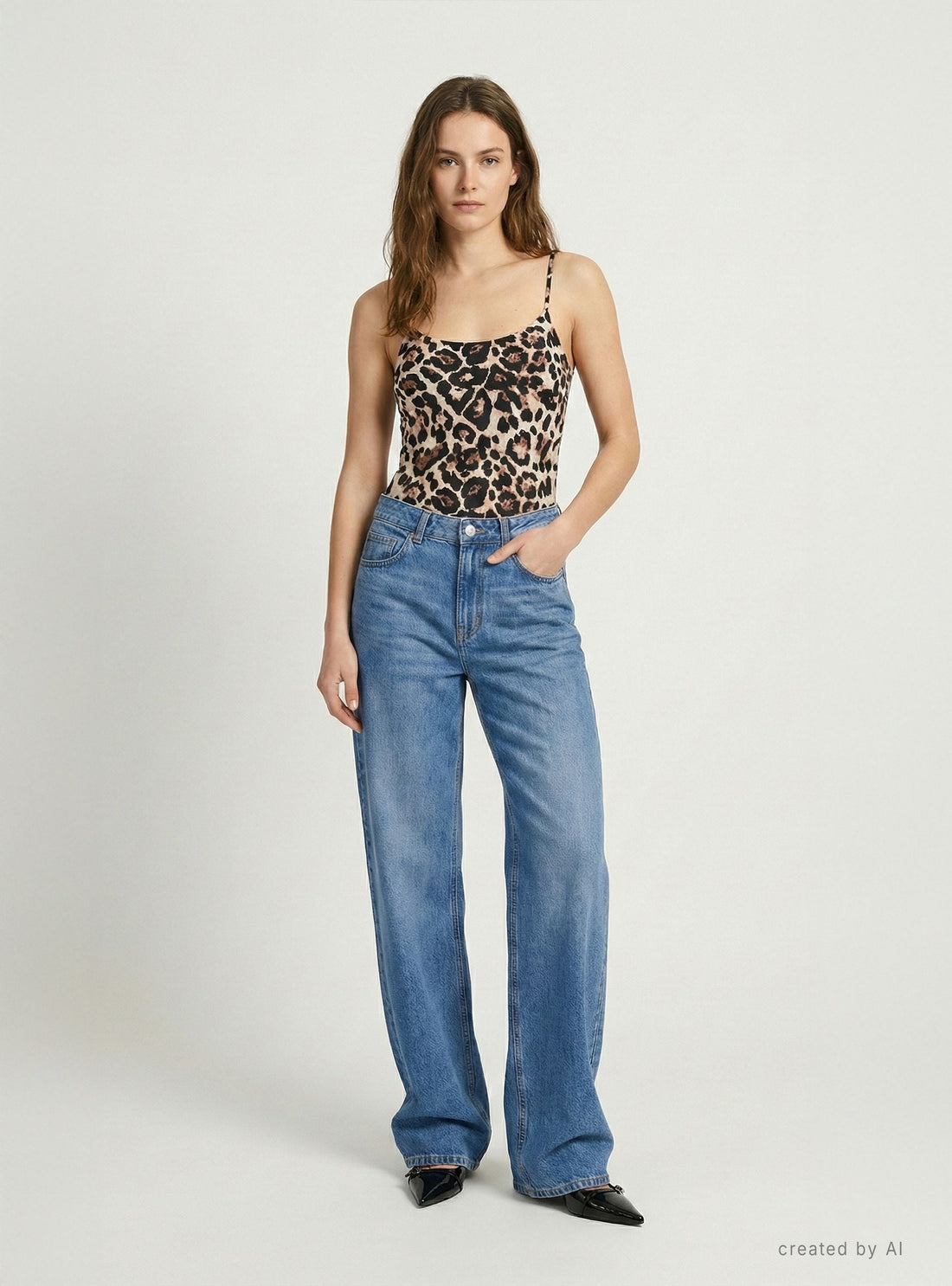 Jeans wide leg a tinta unita