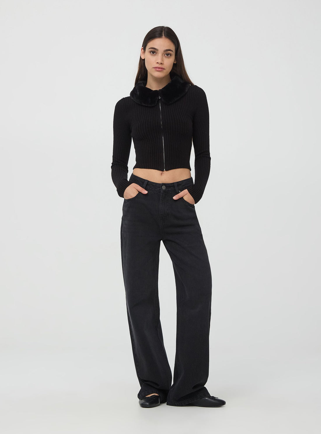 Jeans scuri wide leg