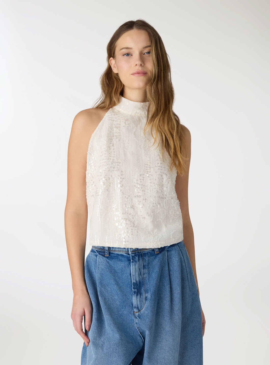 Jeans balloon con vita elasticizzata e pinces