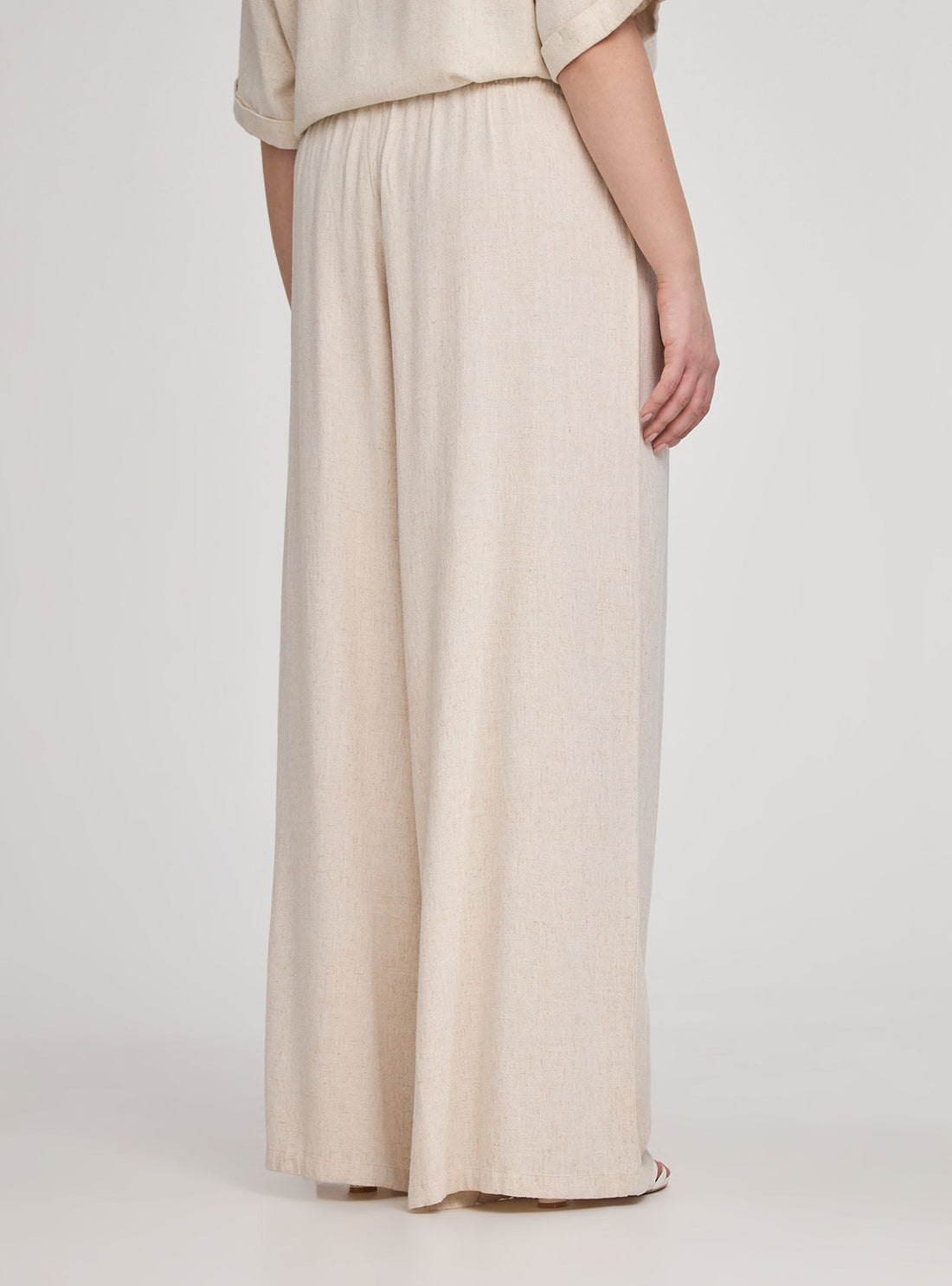 Pantalone wide leg in misto lino