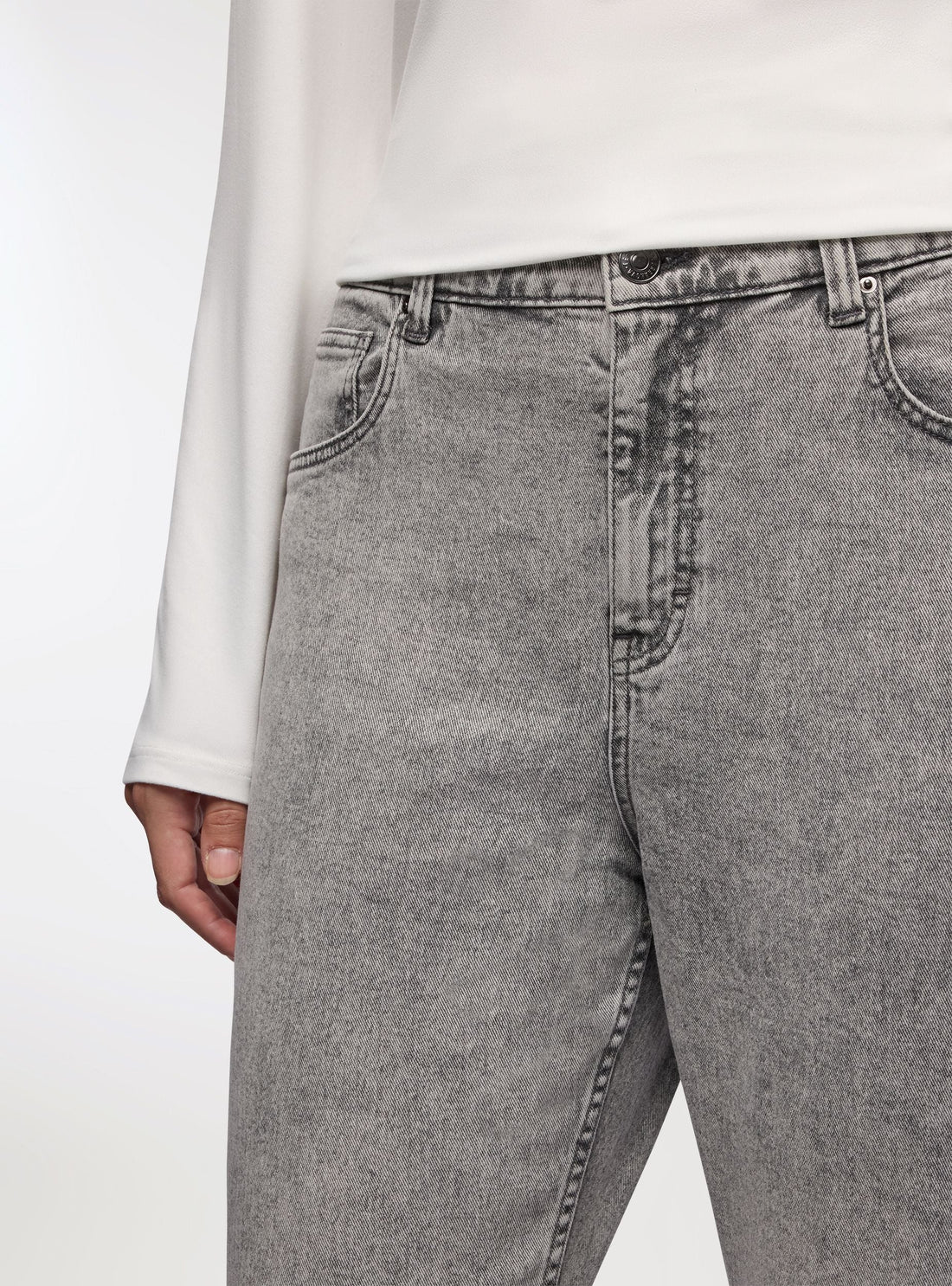 Jeans mom fit a tinta unita
