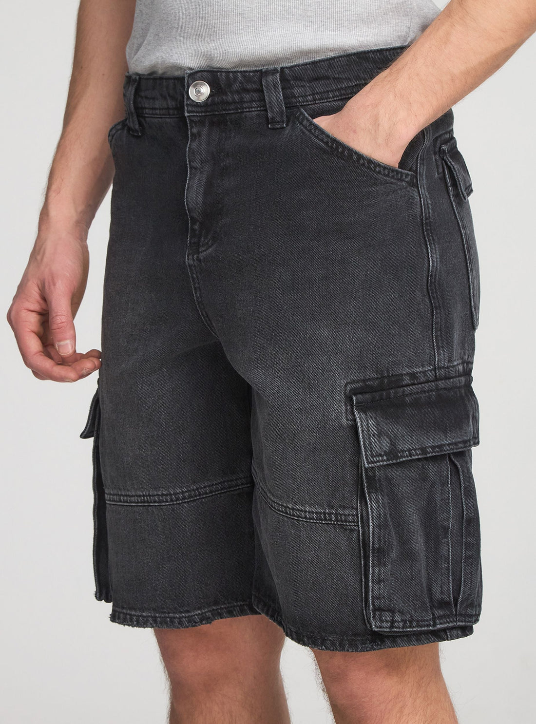 Bermuda jeans cargo acid wash