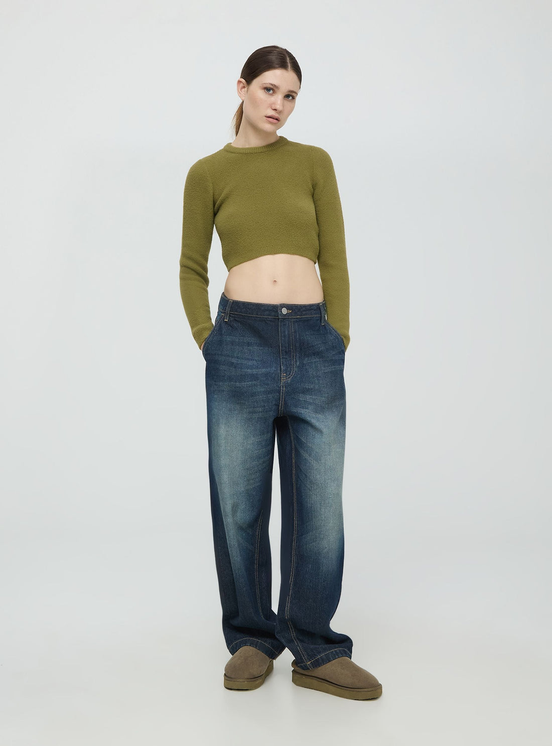 Maglia crop effetto pelo