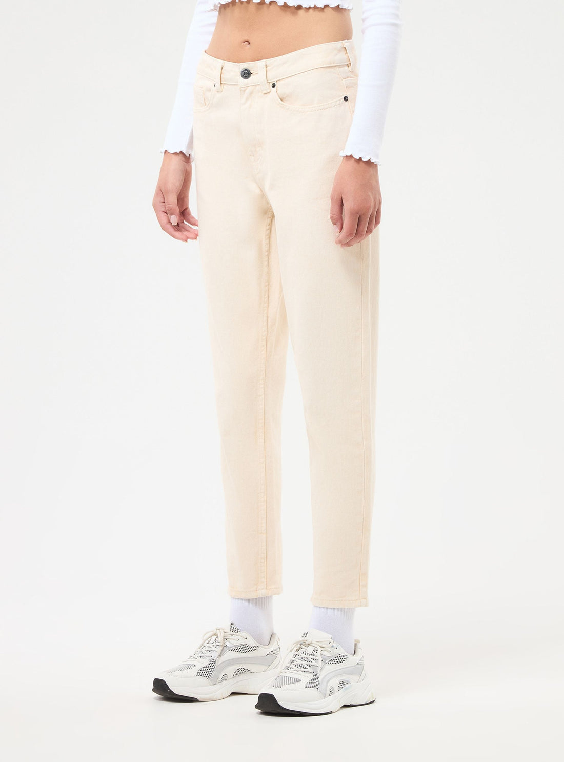 Jeans mom fit tinta unita