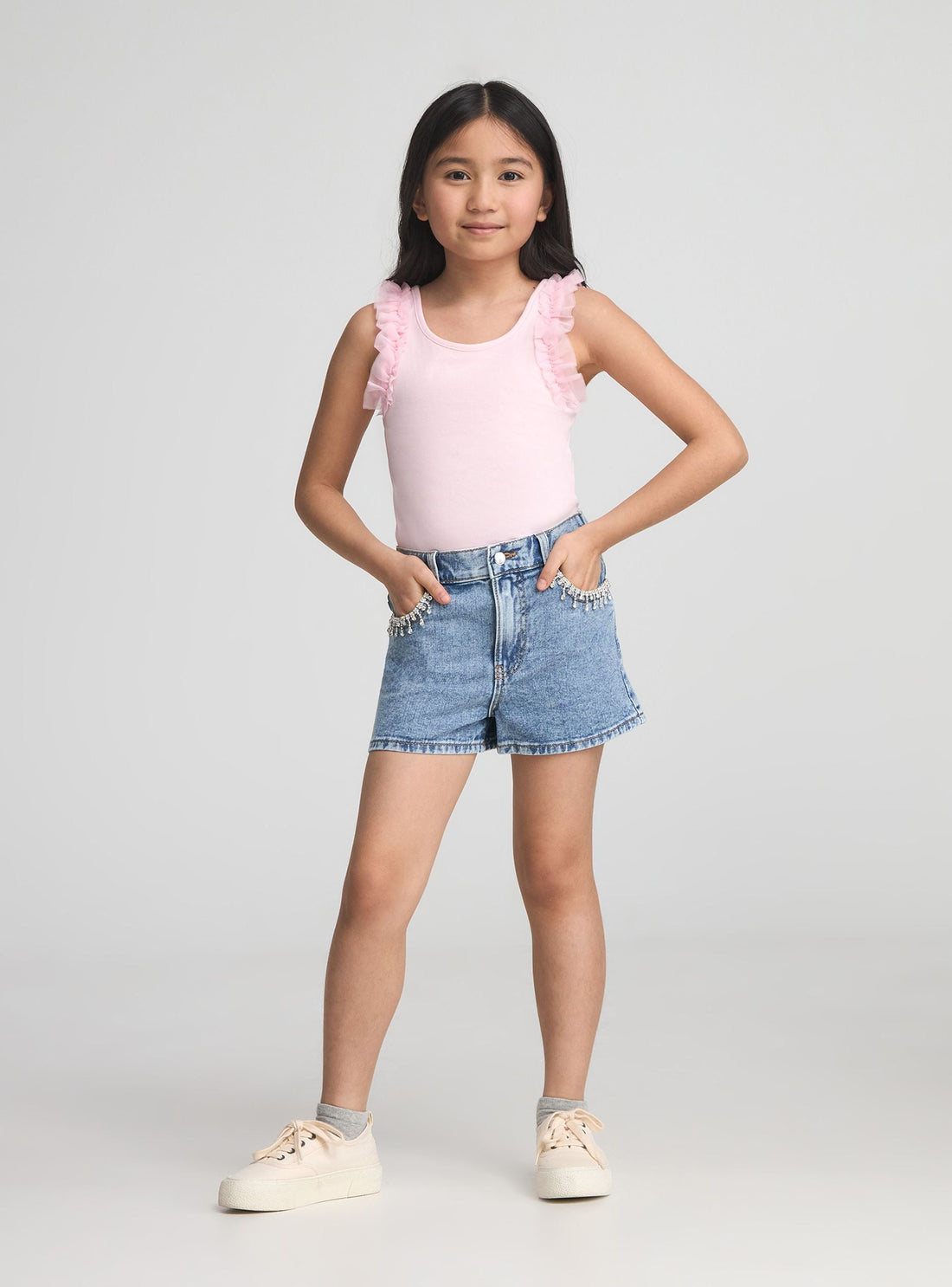 Shorts jeans applicazione gioiello