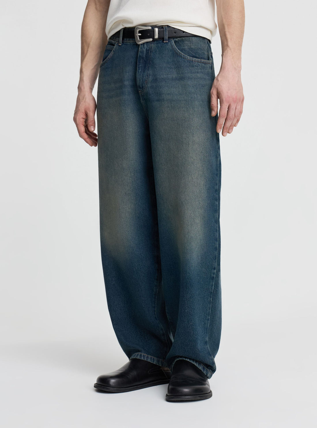 Jeans balloon fit a tinta unita