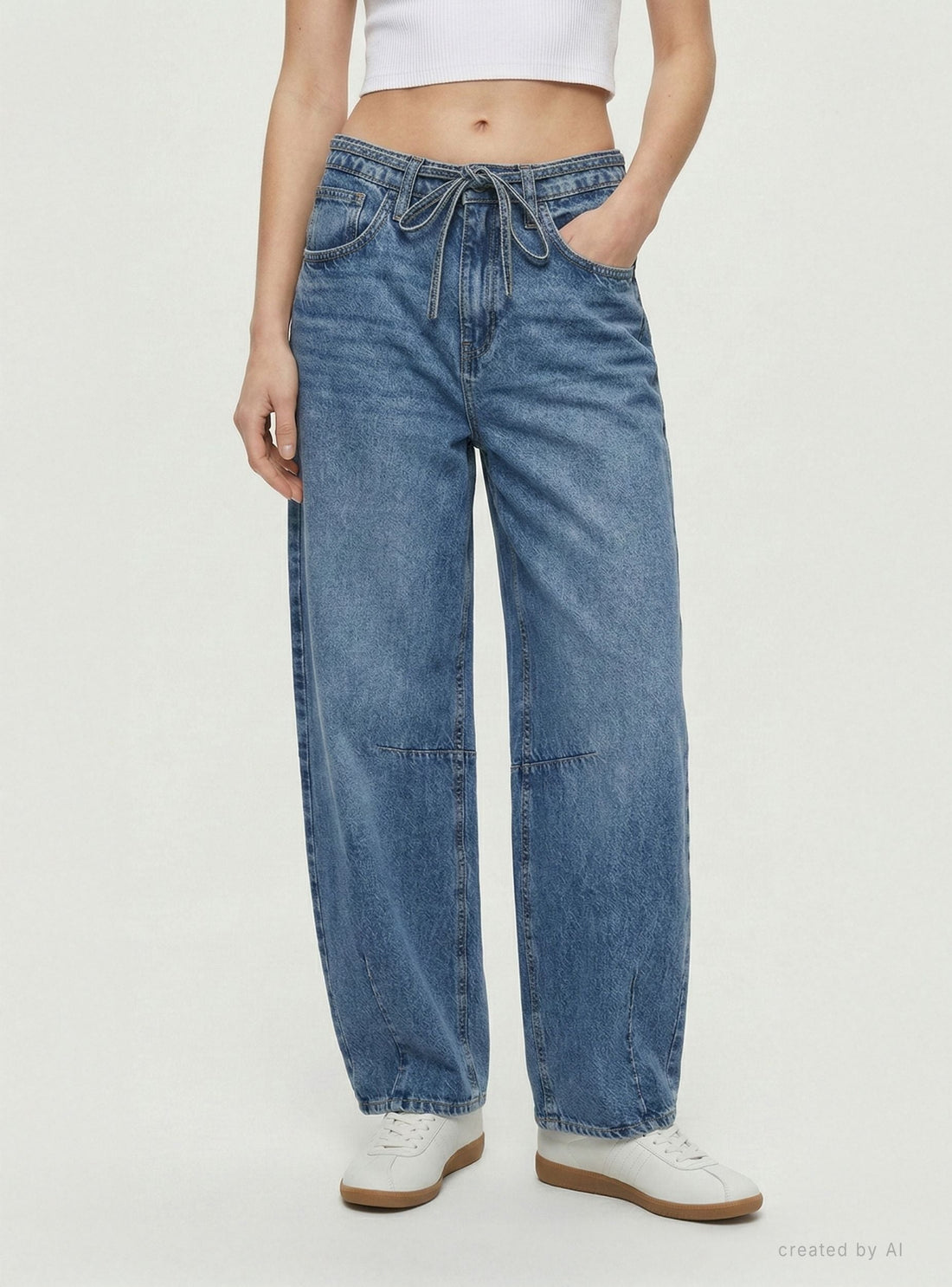 Jeans barrel con coulisse