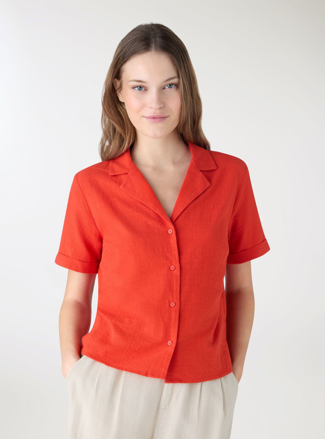 Camicia ampia effetto lino