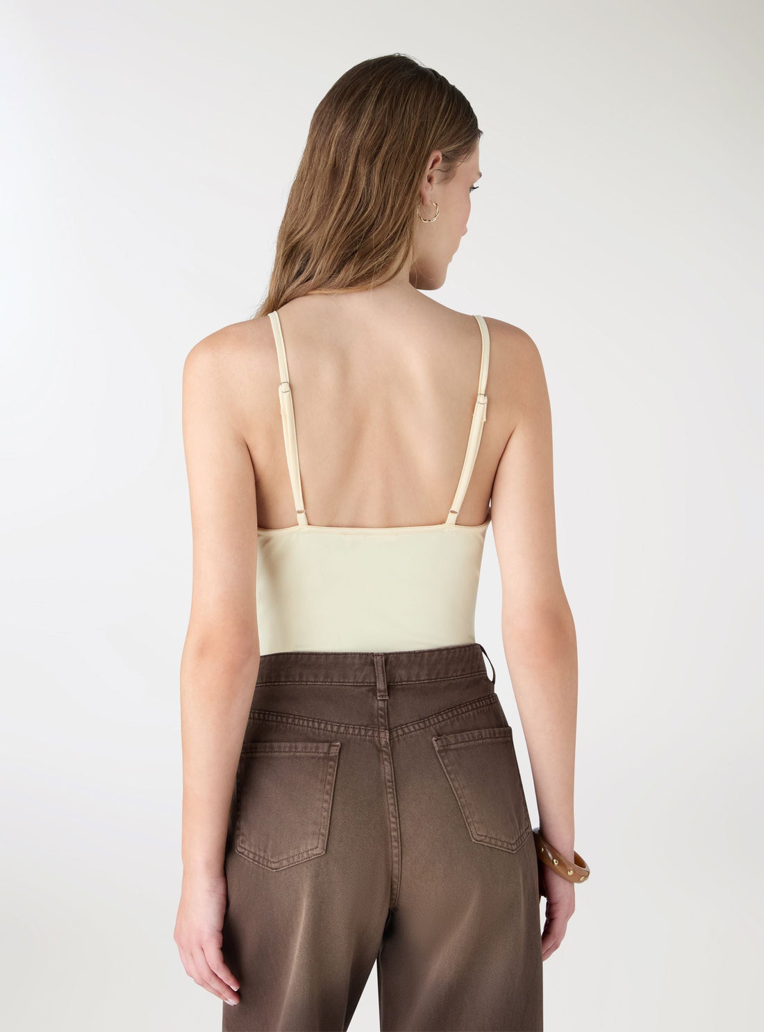 Body con scollo a V e profili in pizzo