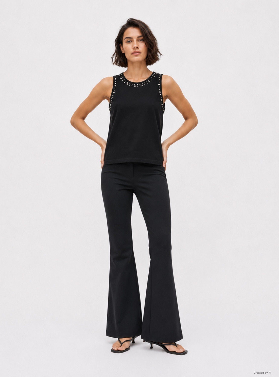 Top con applicazioni perle e strass