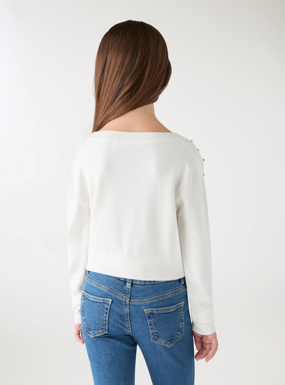 Maglia crop con applicazioni brillanti
