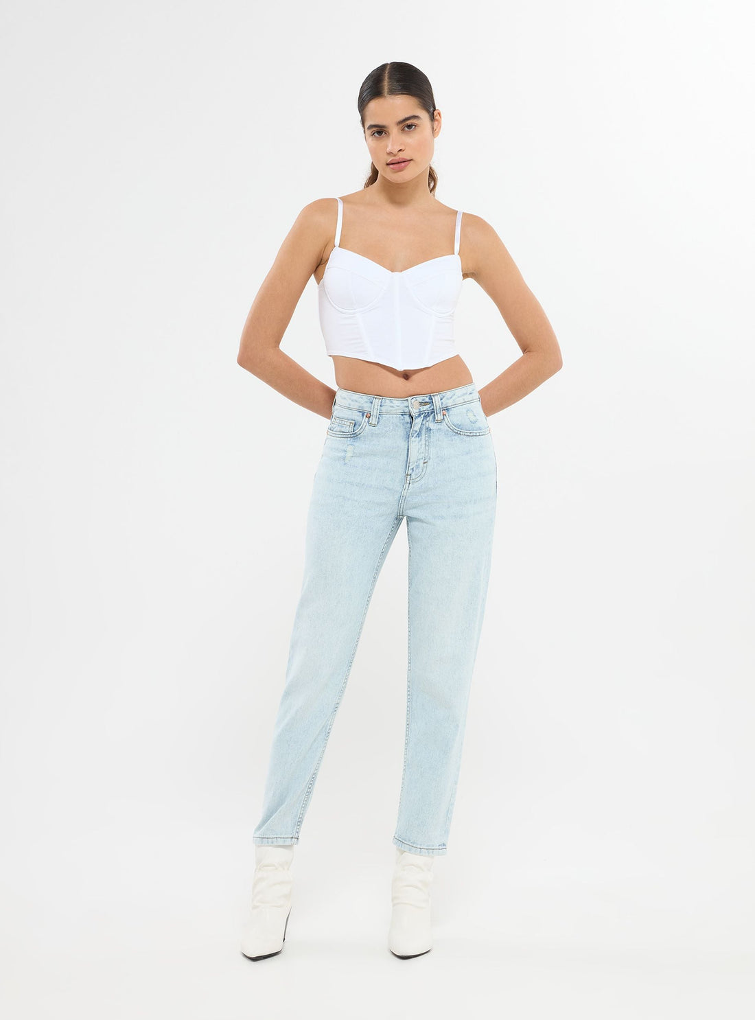 Jeans Mom chiaro a vita alta