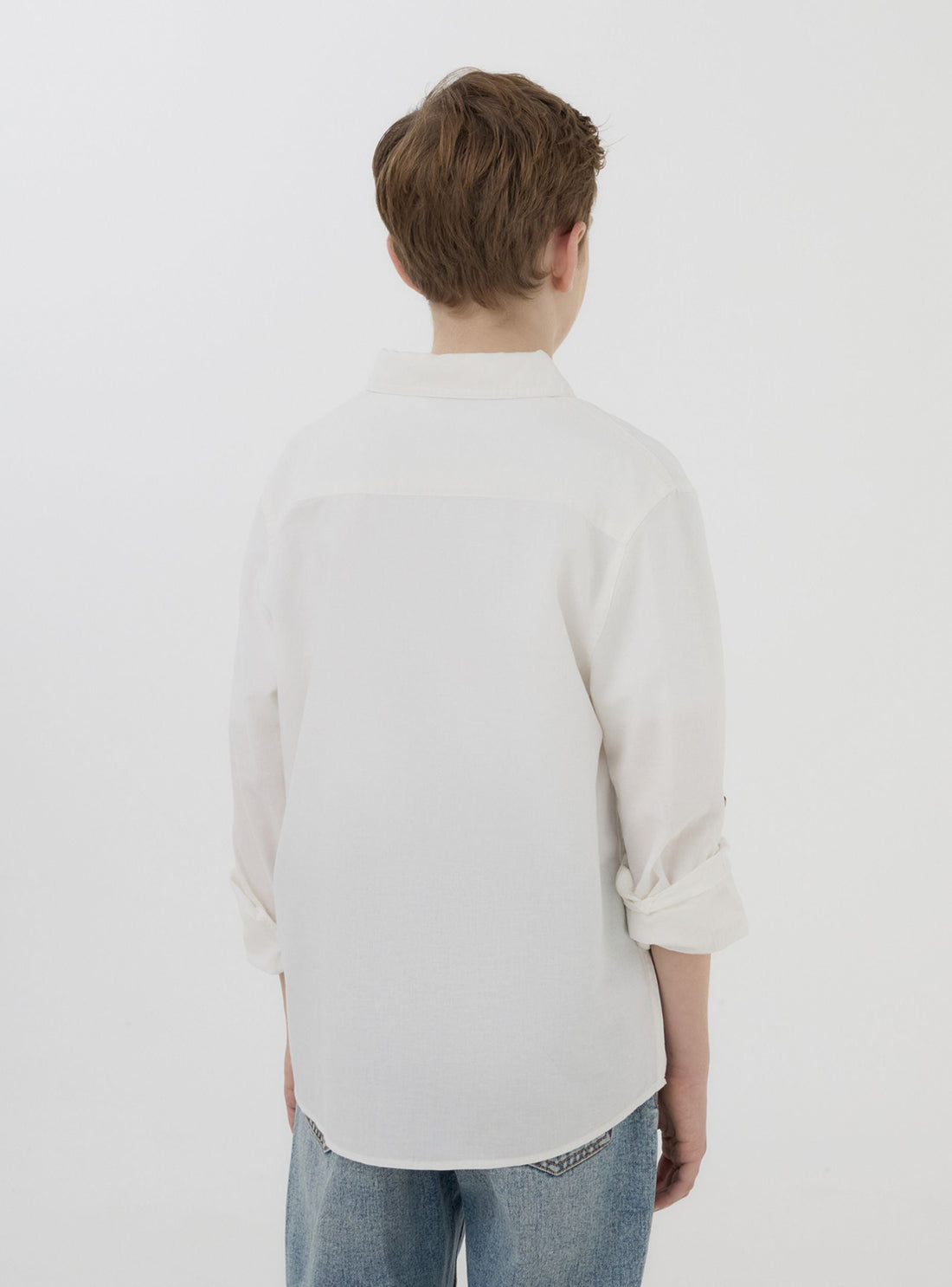 Camicia misto lino maniche roll-up