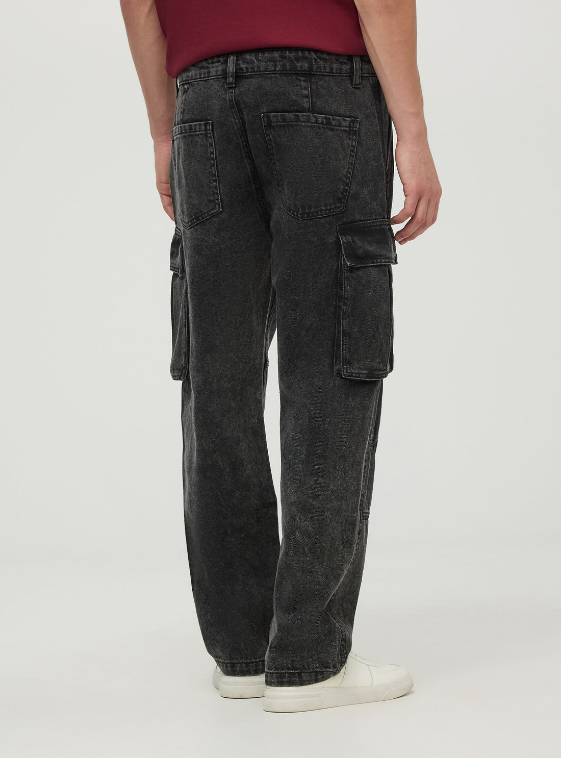 Jeans over cargo acid wash