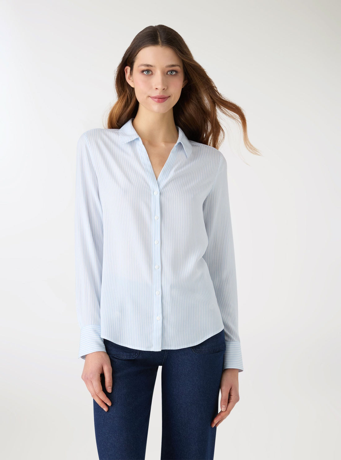 Camicia a righe colletto ampio