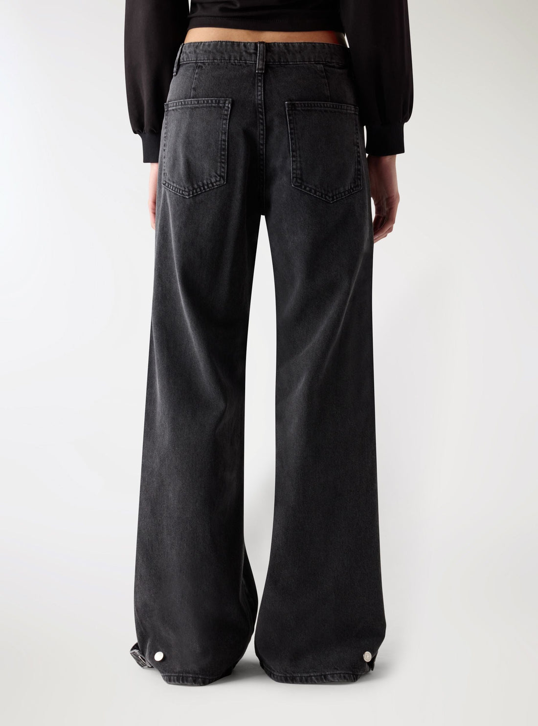 Jeans wide leg a tinta unita
