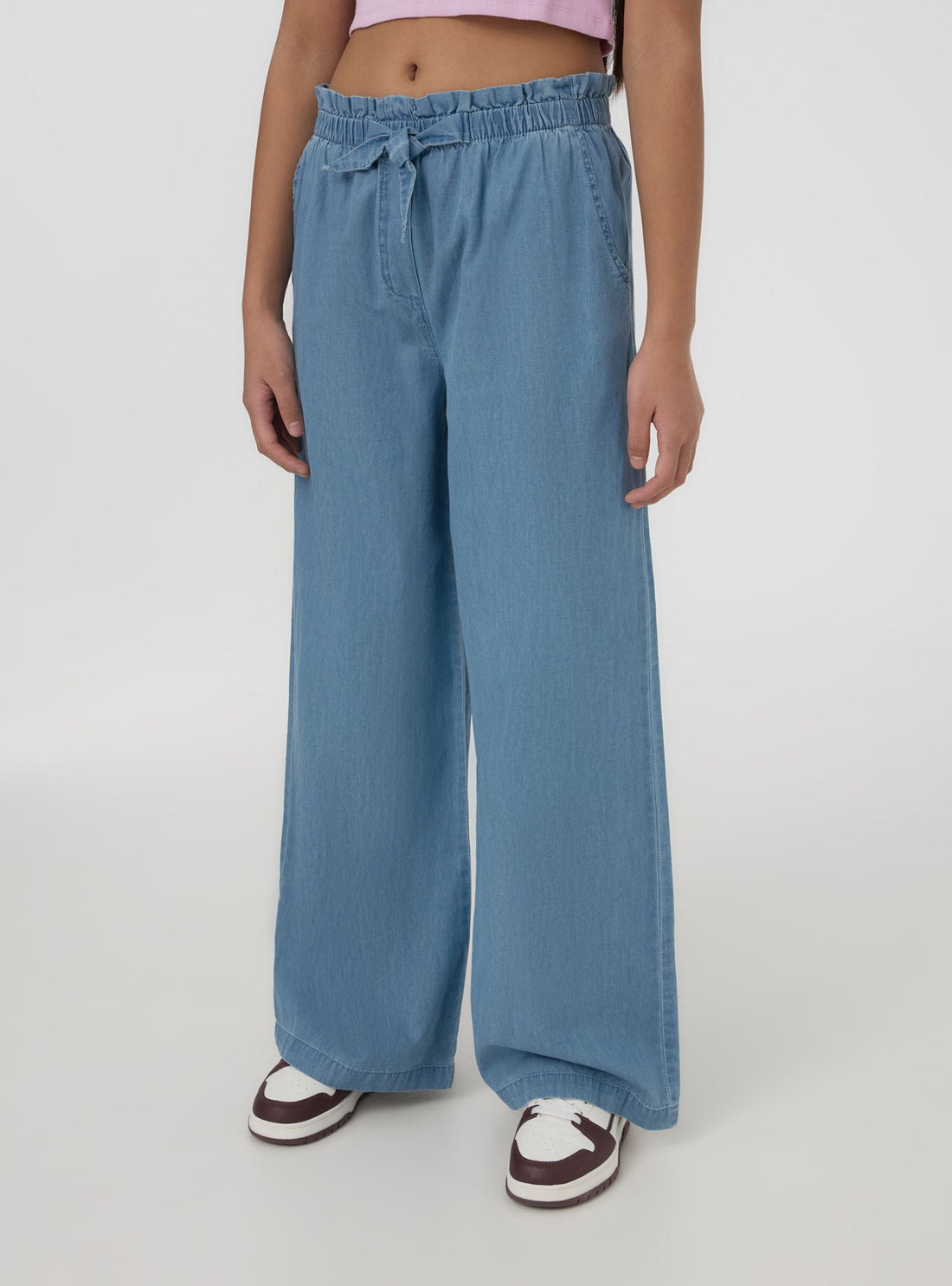 Jeans paperbag chambray con coulisse