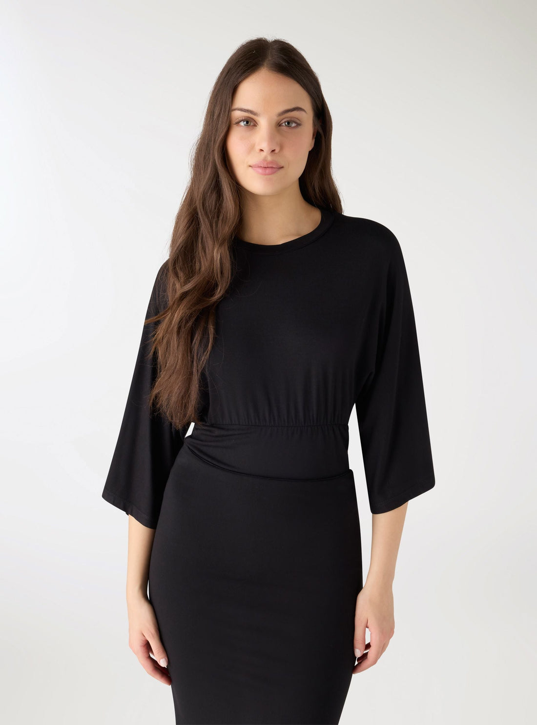T-shirt over con vita arricciata effetto corsetto
