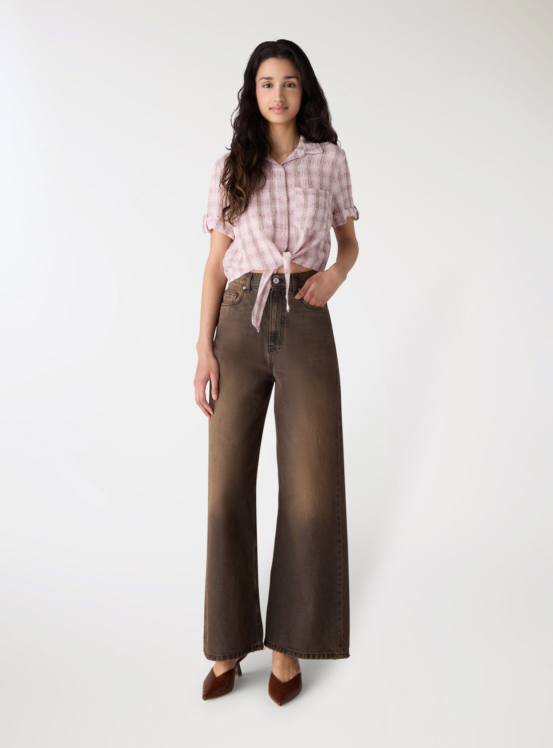 Jeans super wide leg a tinta unita
